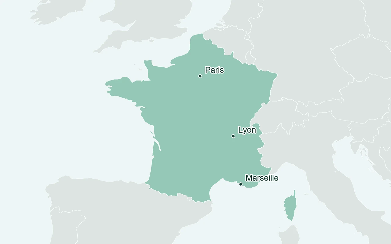 Orientation map of metropolitan France
