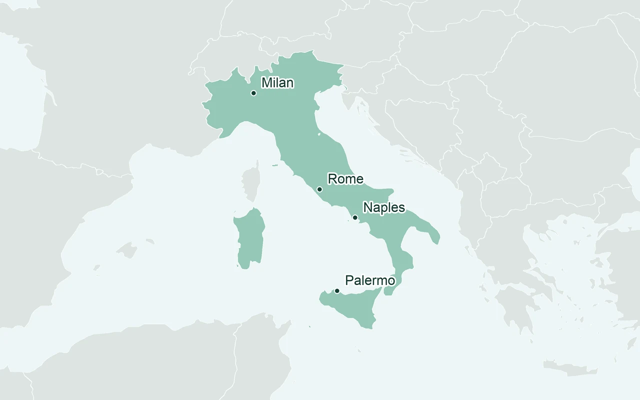 Orientation map of Italy