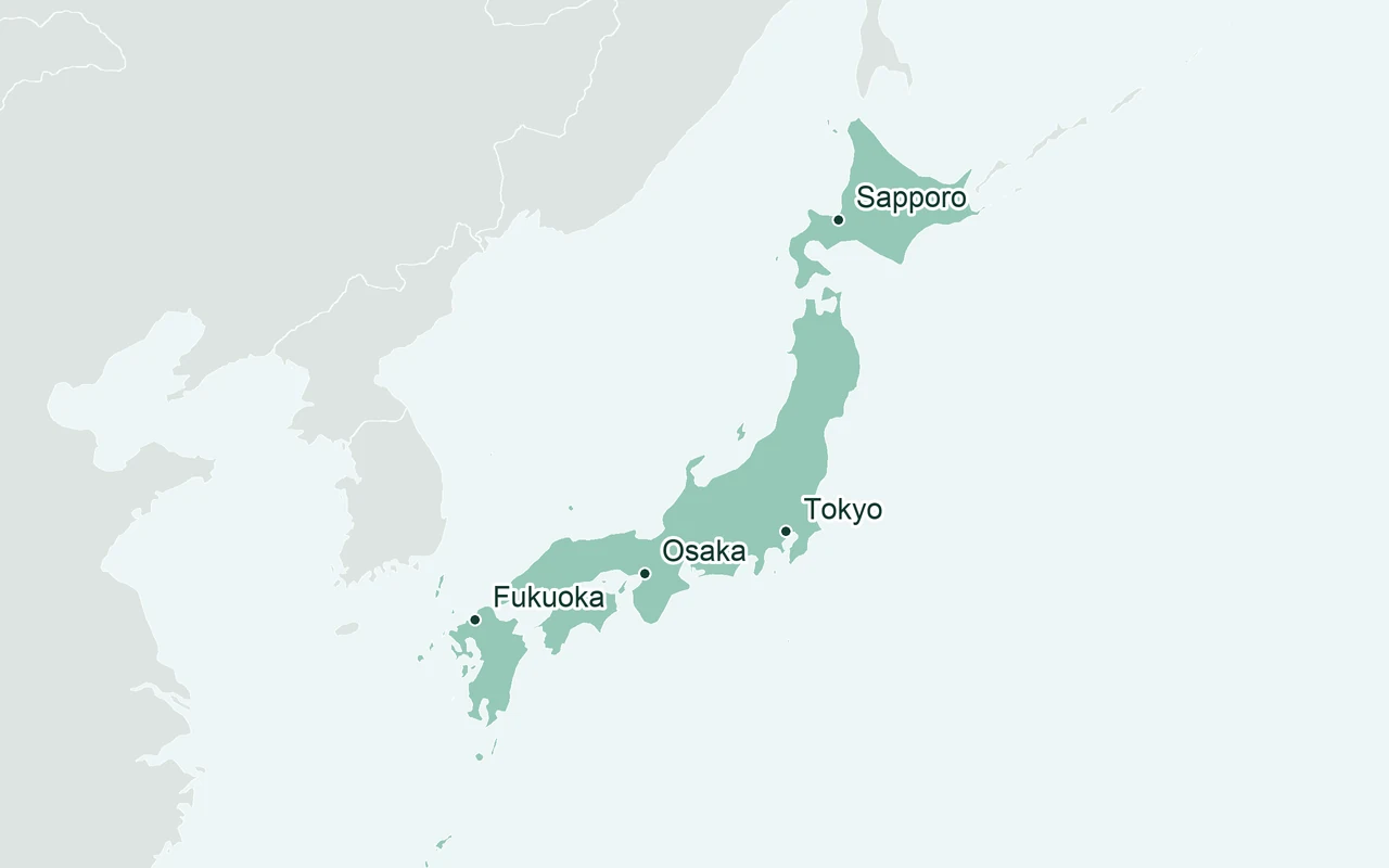 Orientation map of Japan’s main islands