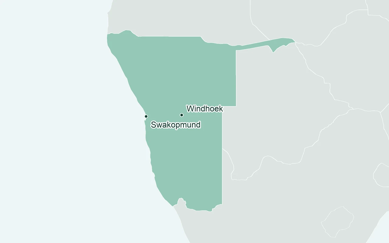 Orientation map of Namibia