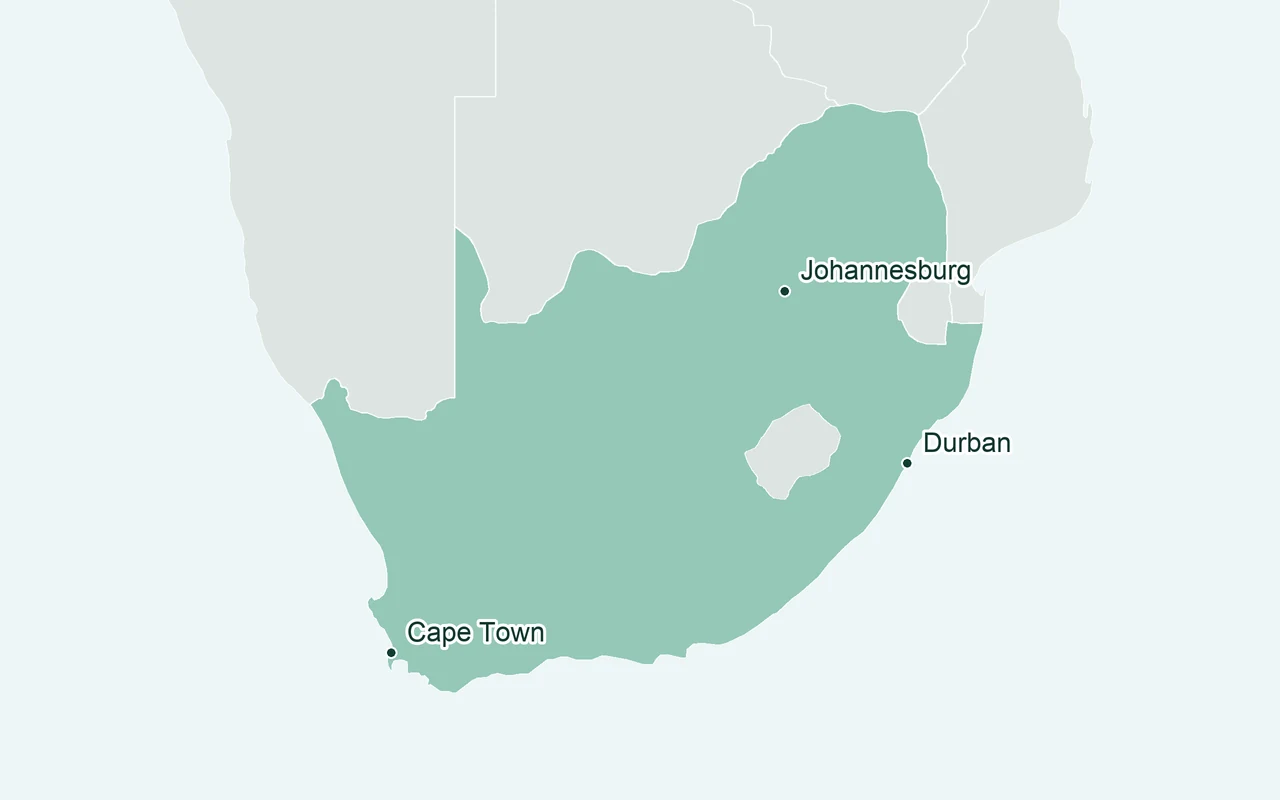 Orientation map of South Africa