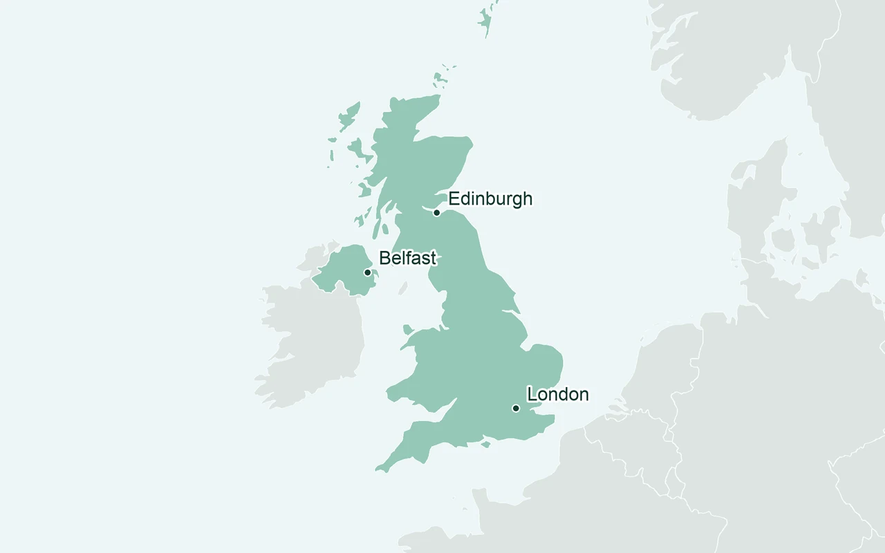 Orientation map of the United Kingdom