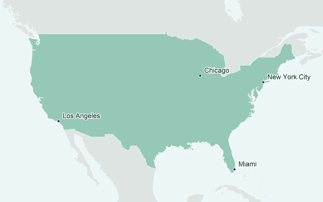 Orientation map of the contiguous United States